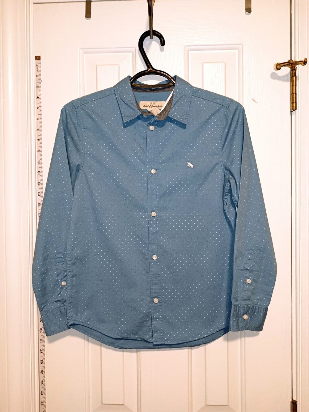 H&M L.O.G.G. - Boys Blue White Polka Dot Button Down Shirt - Sz 10/11Y - NWT